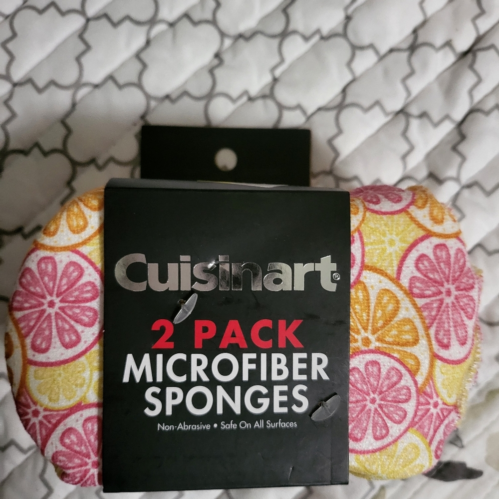 Cuisinart Orange Microfiber Sponge 2pk Non Abrasive